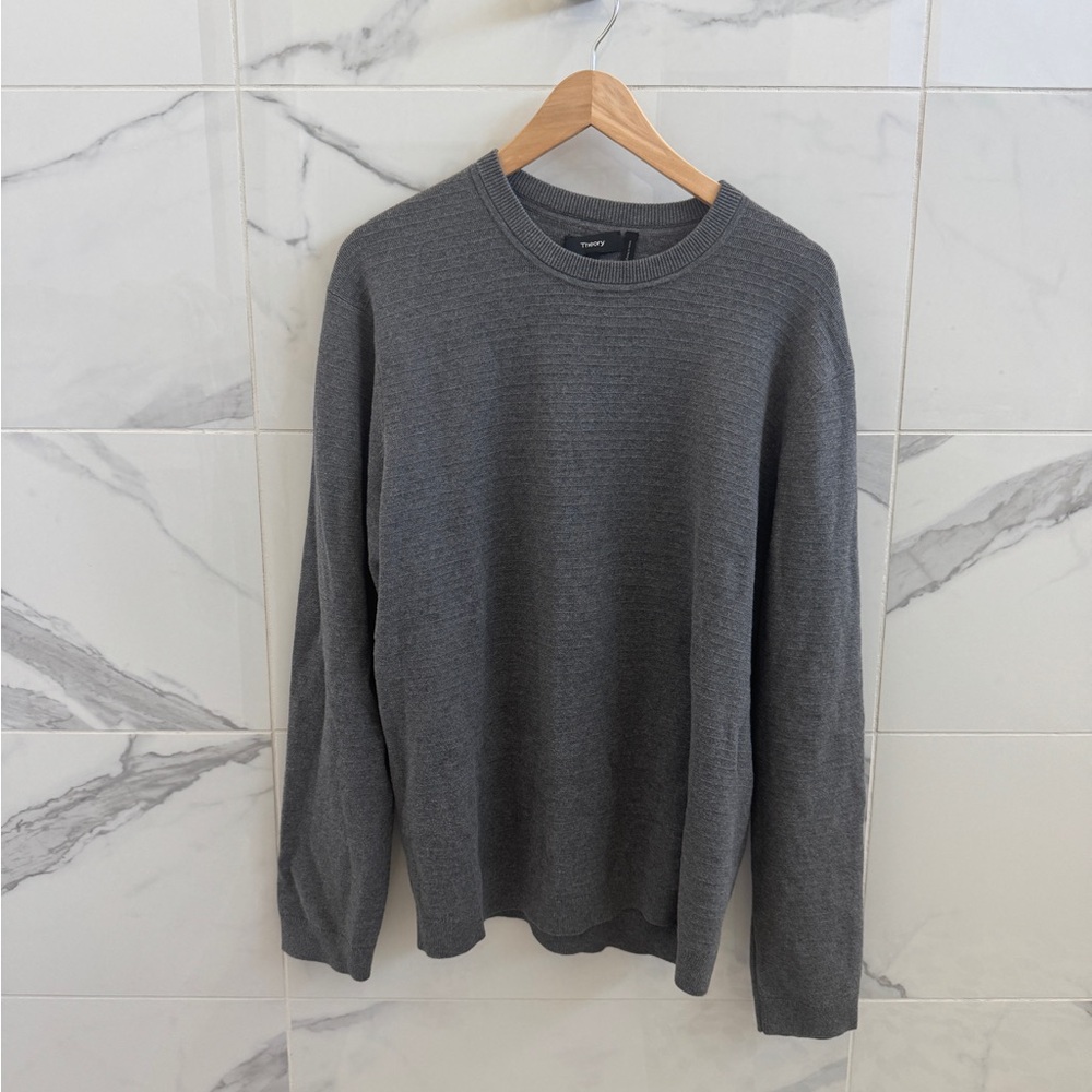 Theory Stone Crew Breach gray crewneck sweater - size XL - 99% cotton - unworn